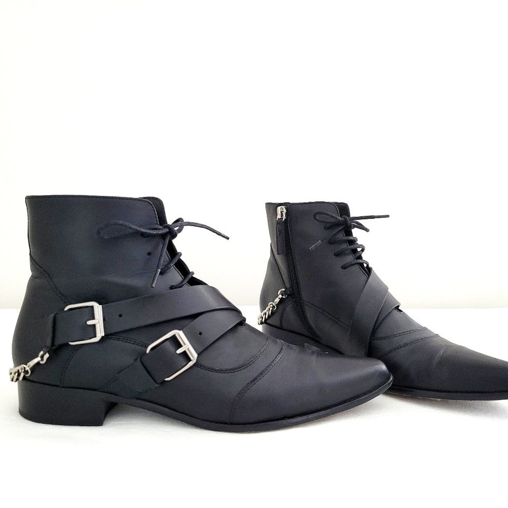 Tabitha Simmons Black Ankle Byron Moto Boots Size 39.5 (9.5)